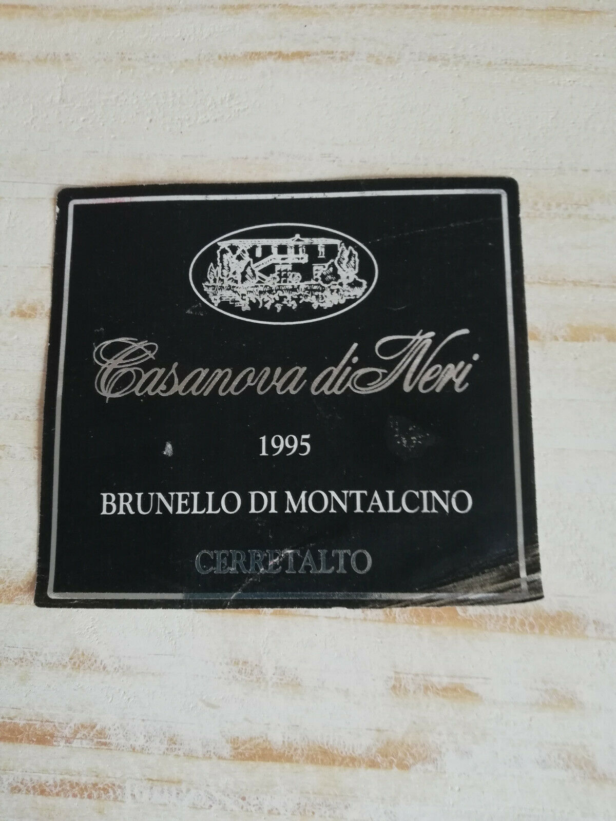 En este momento estás viendo Brunello Cerretalto  Casanova di Neri 1995   Wein-Etikett – tolle Deko