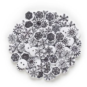 Lee más sobre el artículo 50pcs Snowflake Wood Buttons Handmade Sewing Scrapbooking Cloth Home Decor 15mm