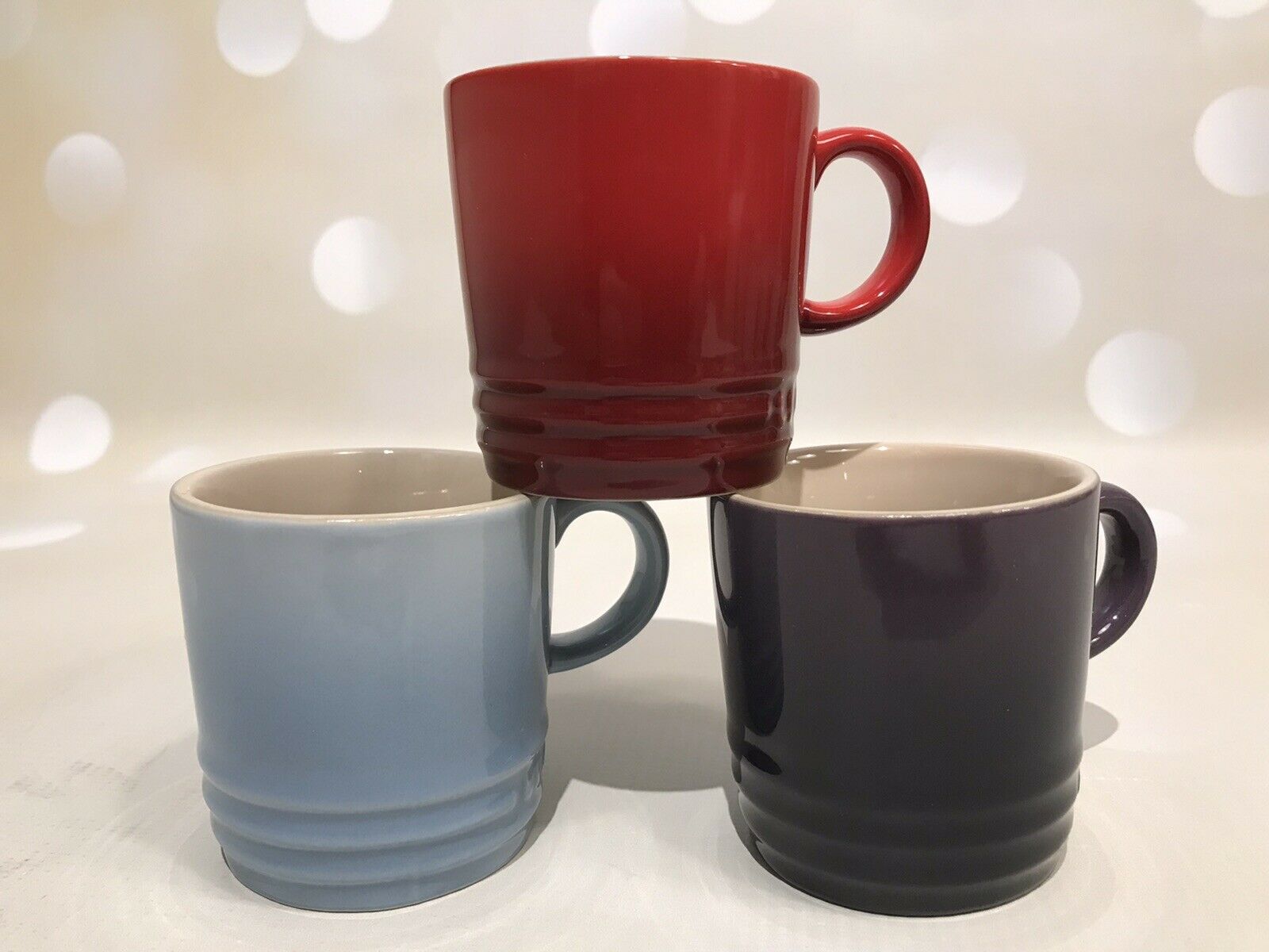 En este momento estás viendo *NEW* 3 x Le Creuset Stoneware Espresso Mug Coastal Blue / Blackberry / Cerise