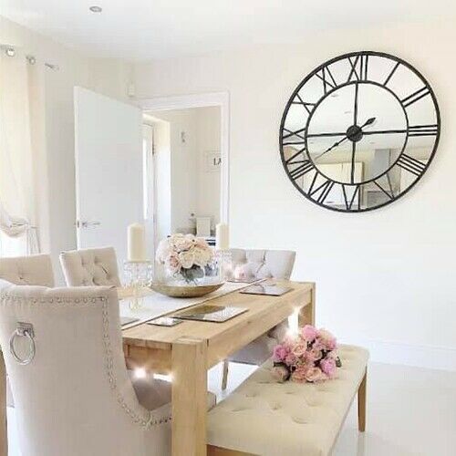 En este momento estás viendo Large Black Mirrored Wall Mounted Clock Metal Glass Hallway Kitchen Chic Home