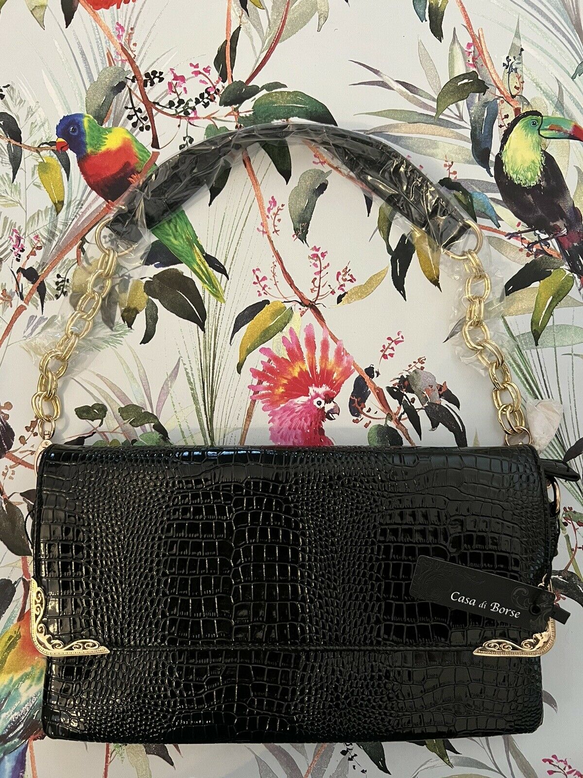 En este momento estás viendo Casa Di Borse Black Patent Croc Bag
