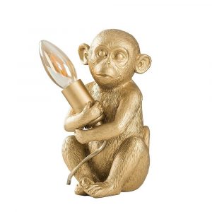 Lee más sobre el artículo Oro Metálico Retro Mono Animal Luz Filamento Bombilla Lámpara de Mesa Iluminación LED A +